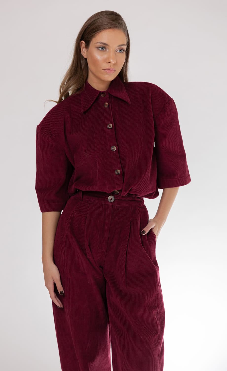 TWO PIECE BURGUNDY CORDUROY SET - Image 3