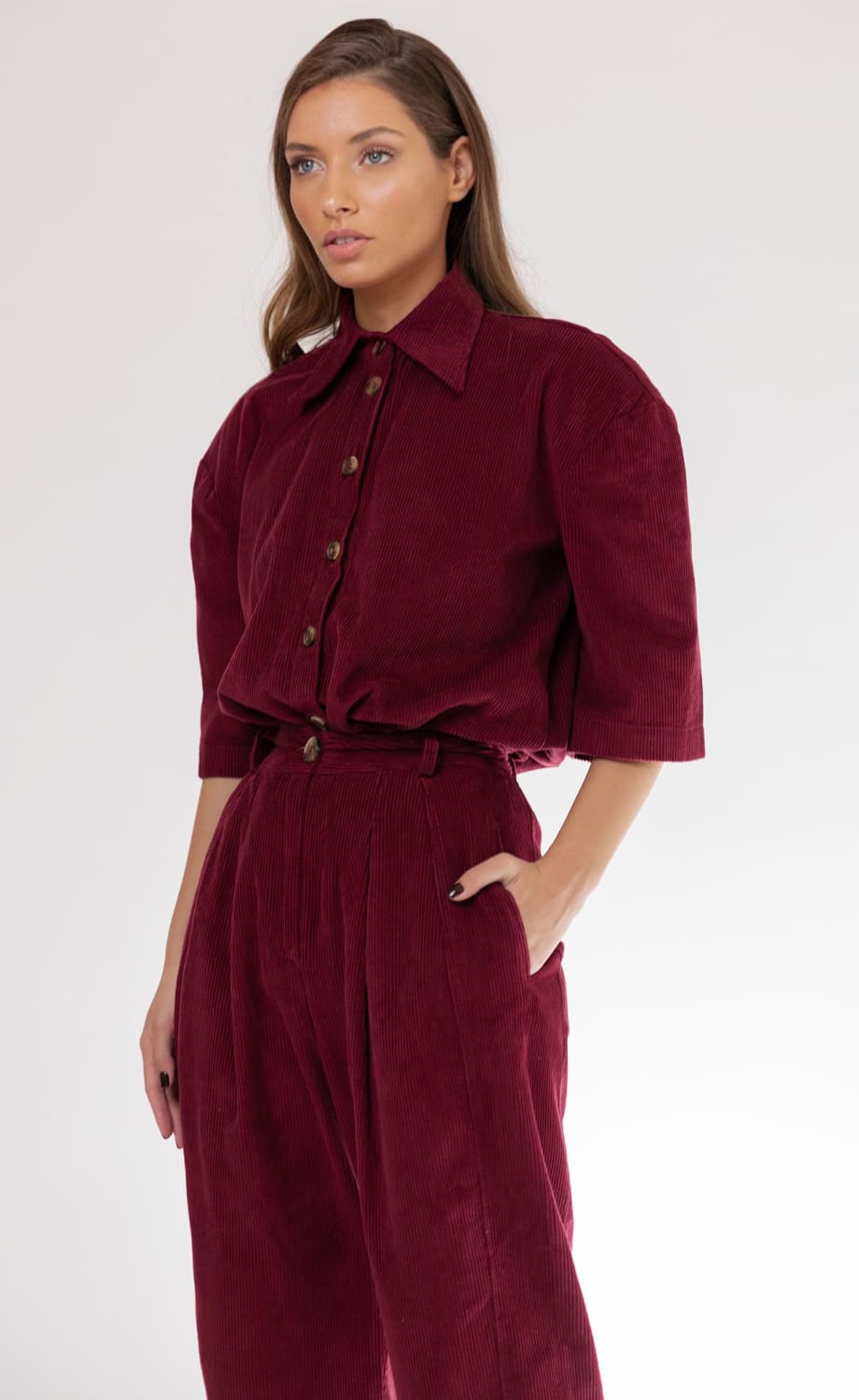 TWO PIECE BURGUNDY CORDUROY SET - Image 5