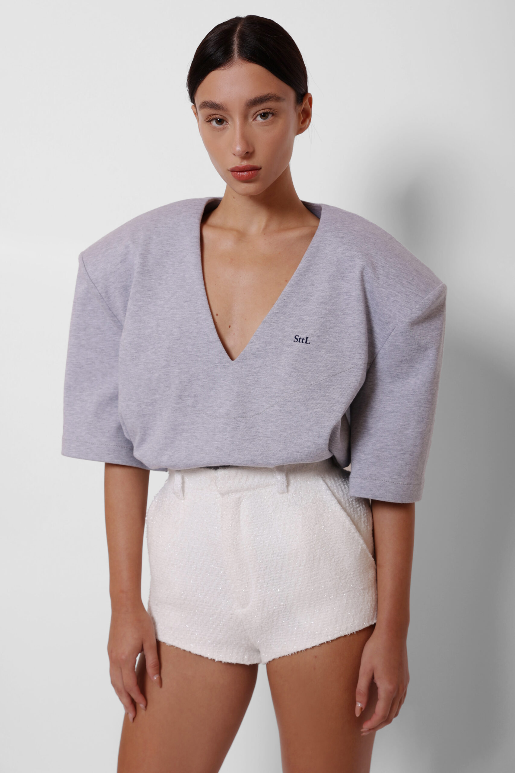 GREY V-NECK TOP - Image 3