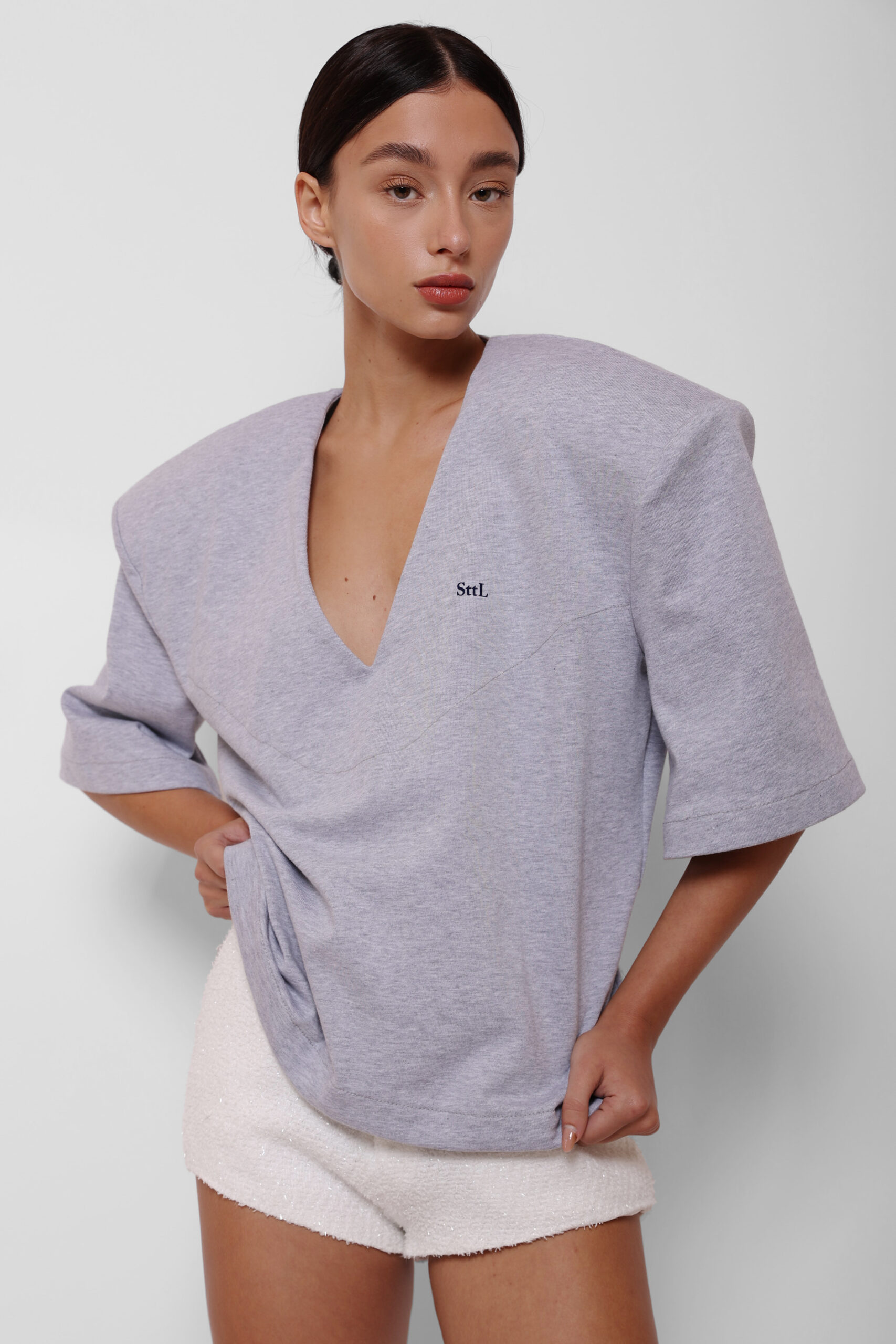 GREY V-NECK TOP - Image 6