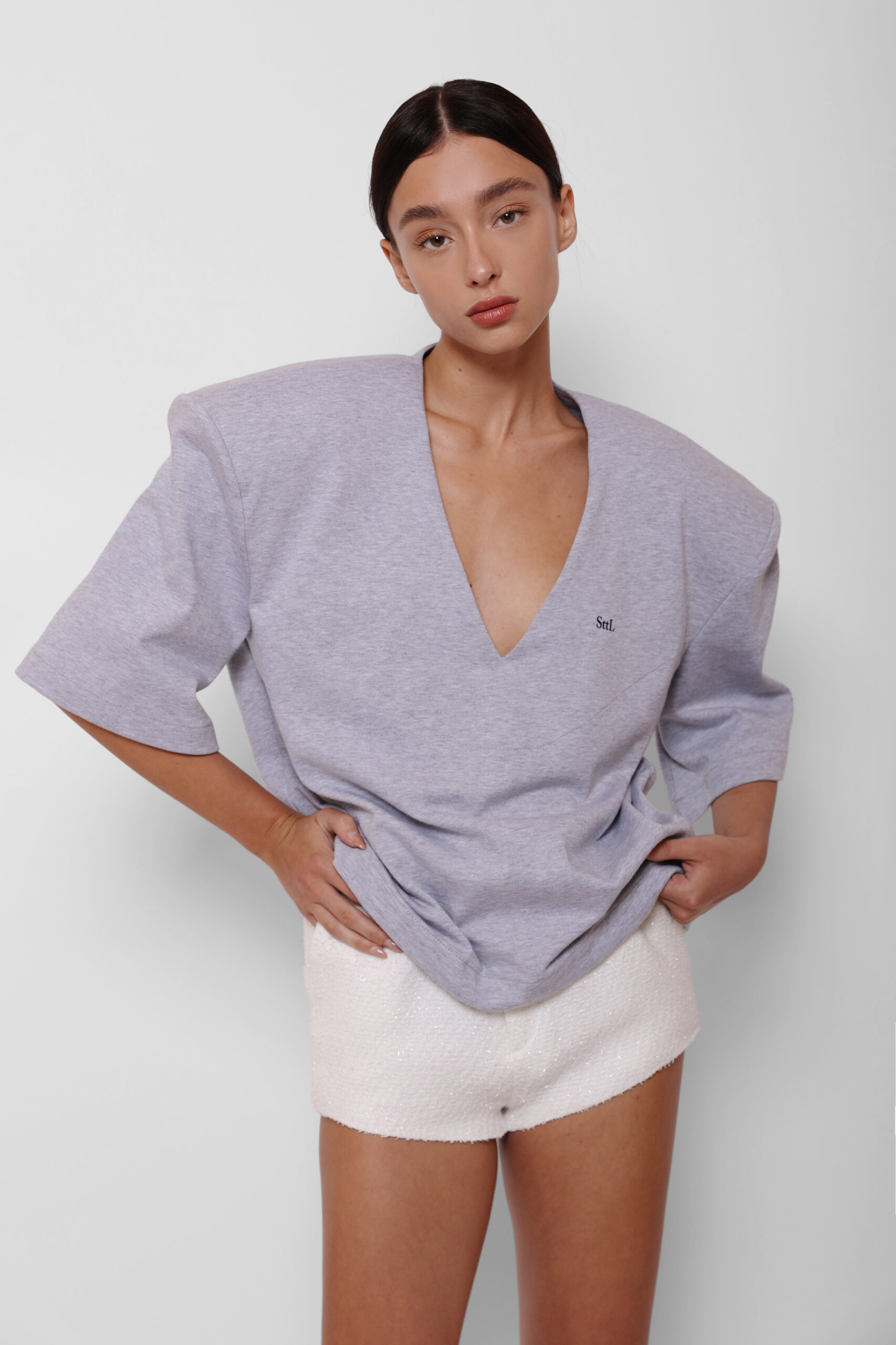 GREY V-NECK TOP - Image 5