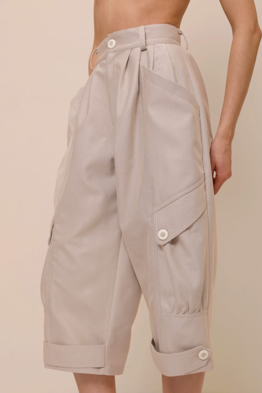 high waist utility pants beige