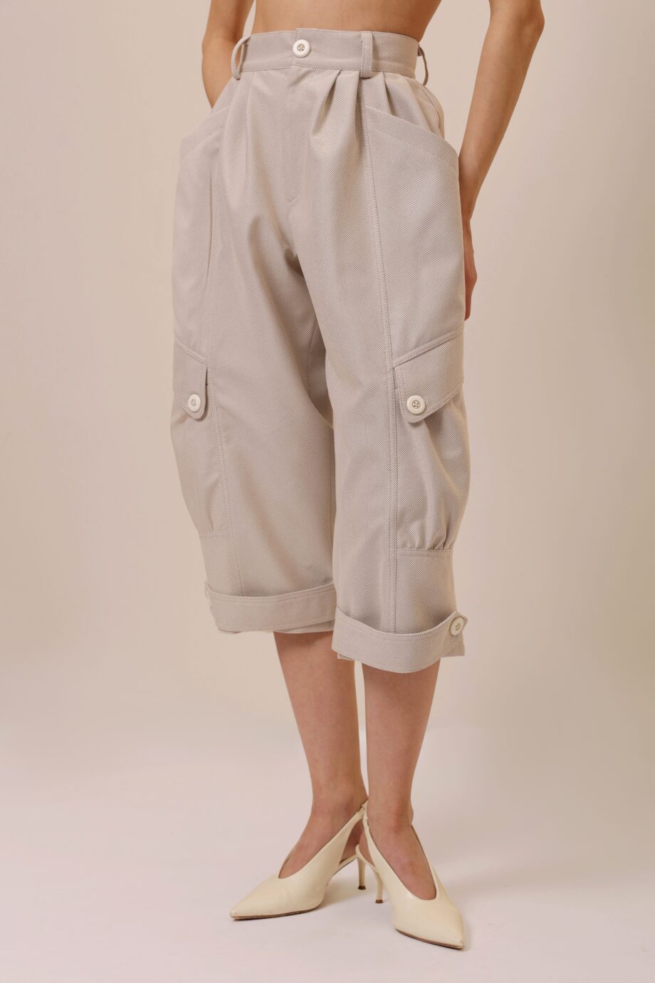beige safari cropped pants women front