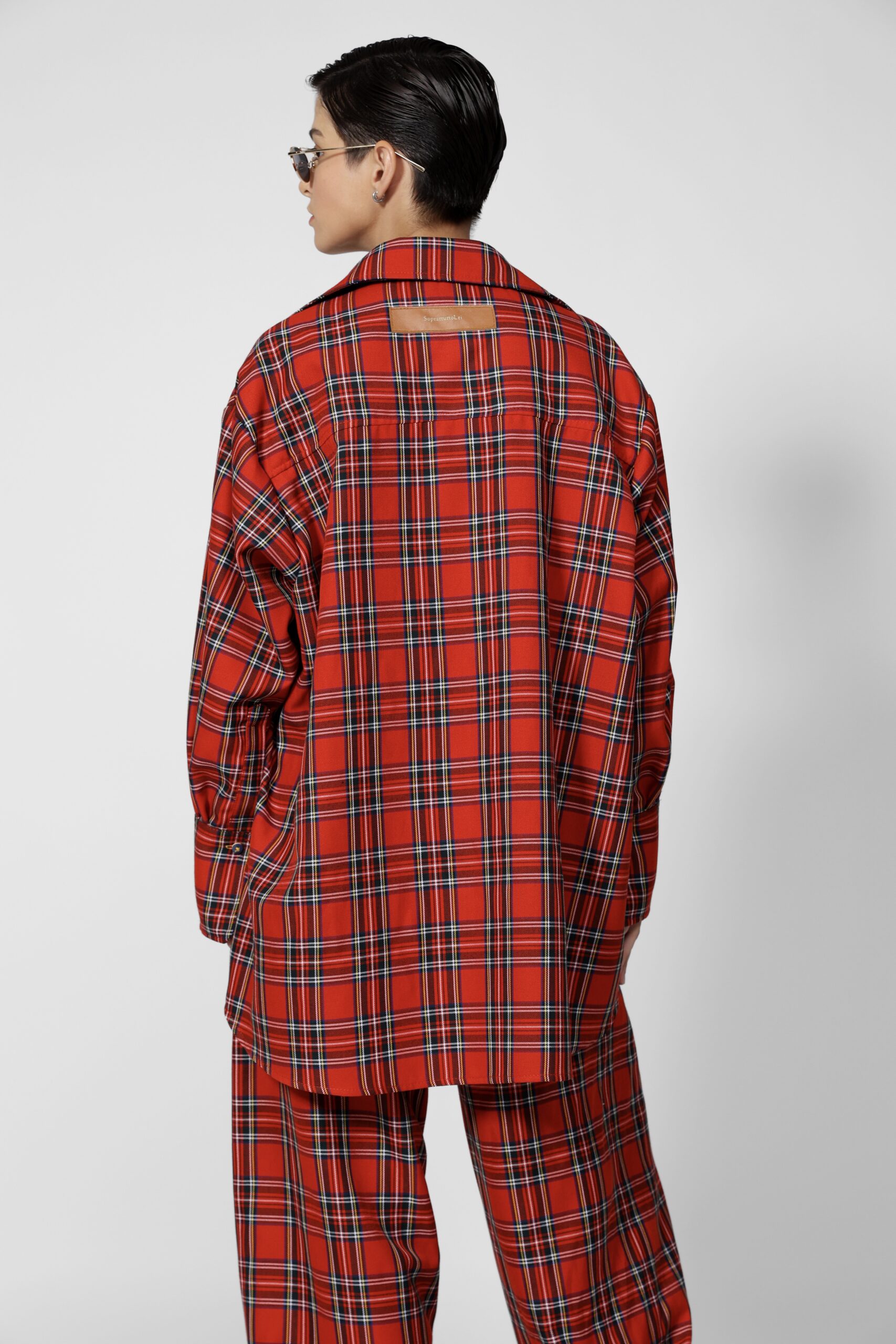 RED TARTAN WOOL-BLEND TWO-PIECE SET