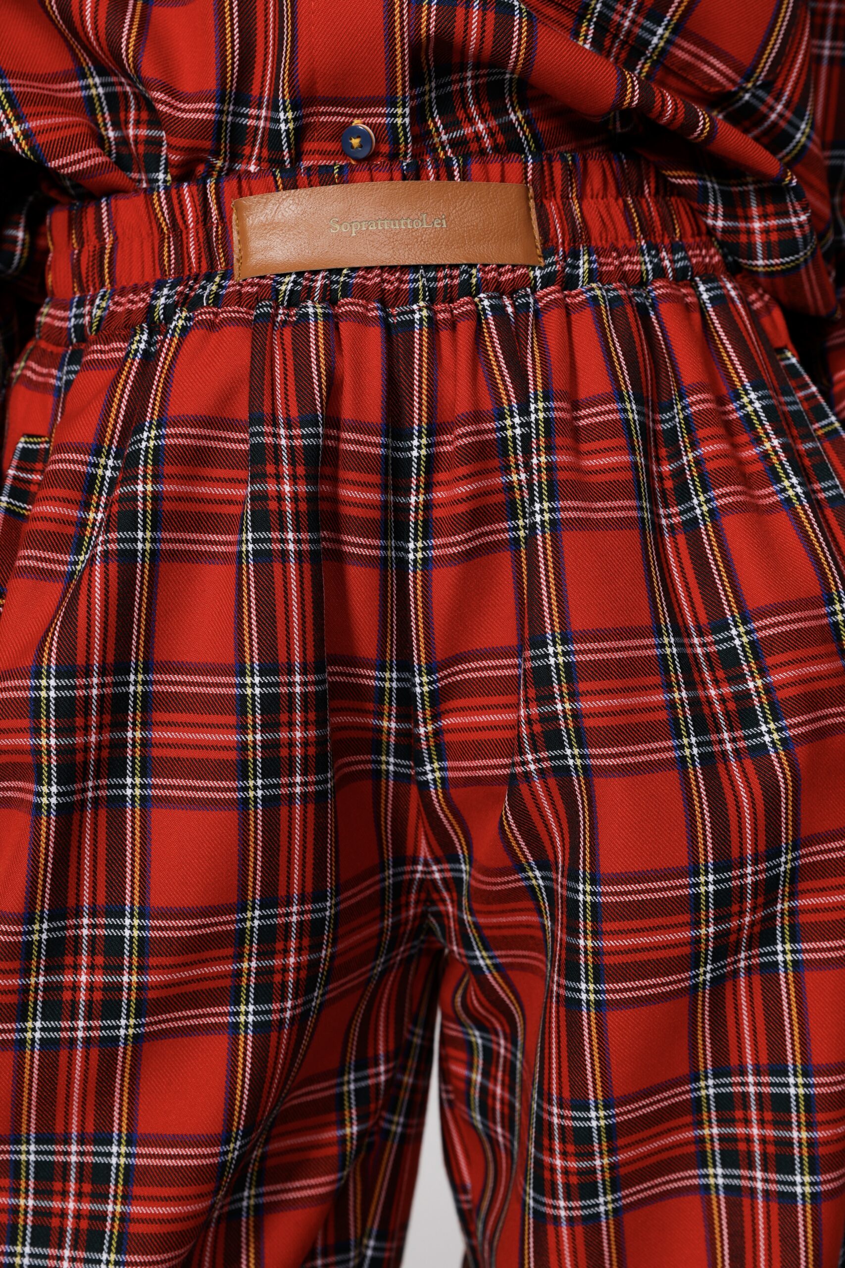 RED TARTAN WOOL-BLEND TWO-PIECE SET